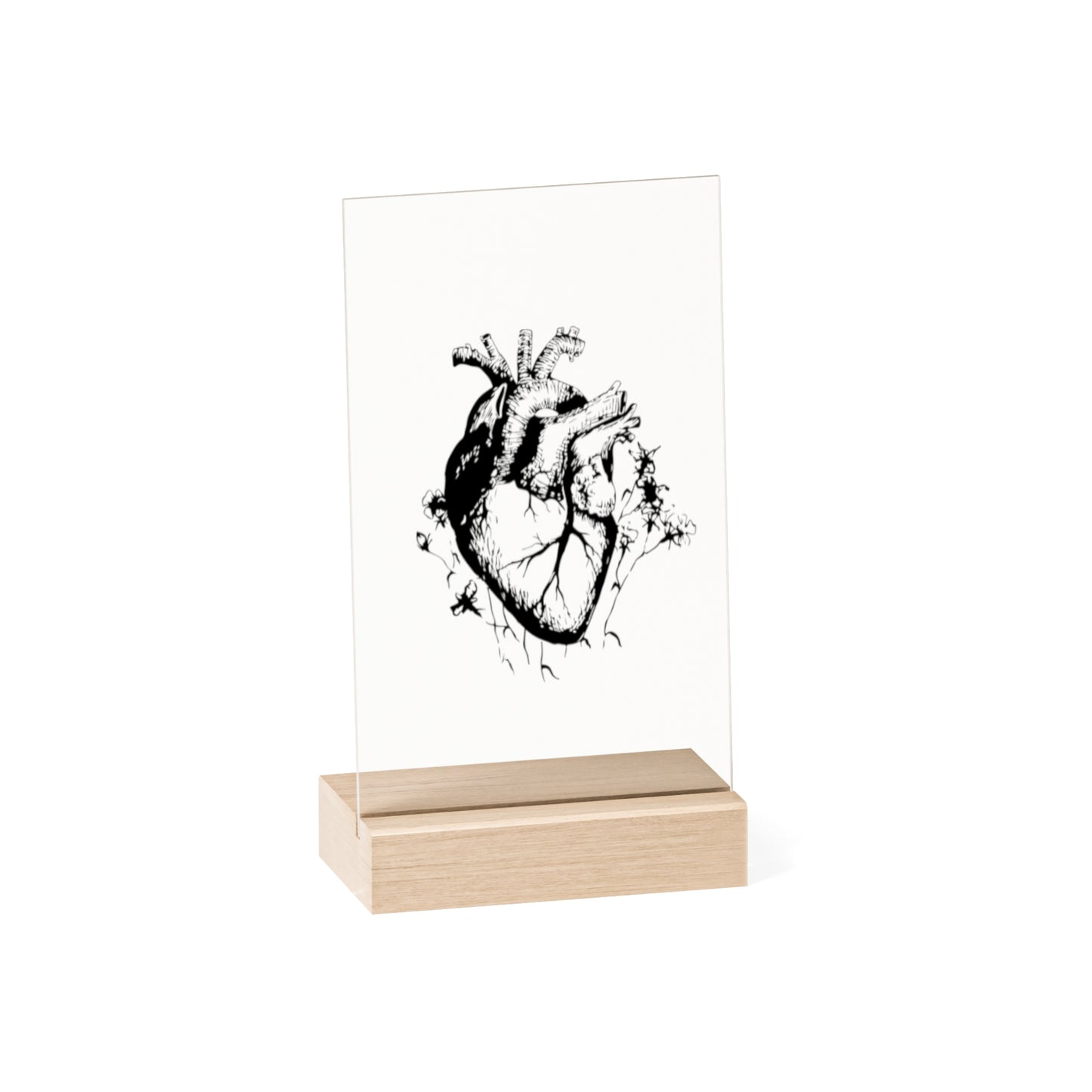 "Heart" Acrylic Plaque with Wooden Stand