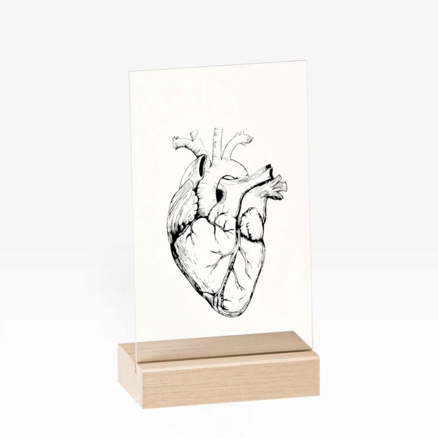 "Heart" Acrylic Prague with Wooden Stand