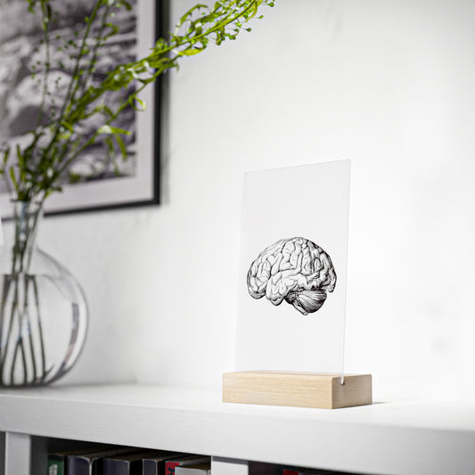 "Brain" Acrylic Plaque with Wooden Stand