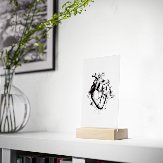 "Heart" Acrylic Plaque with Wooden Stand