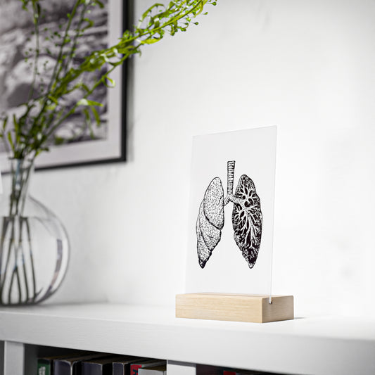 "Lung" Acrylic Plaque with Wooden Stand