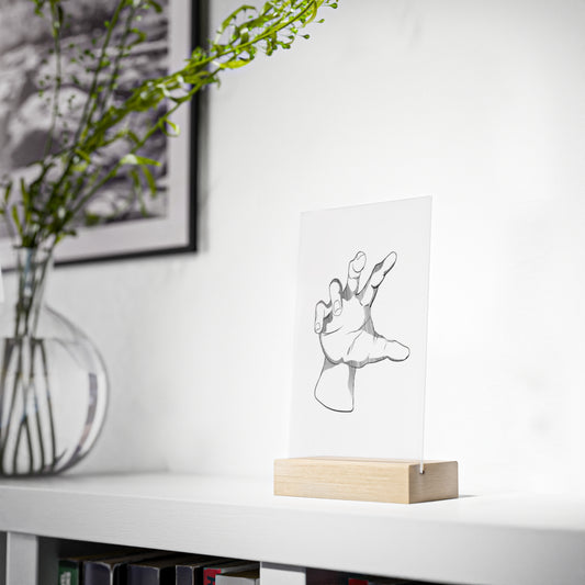 "Hand" Acrylic Plaque with Wooden Stand