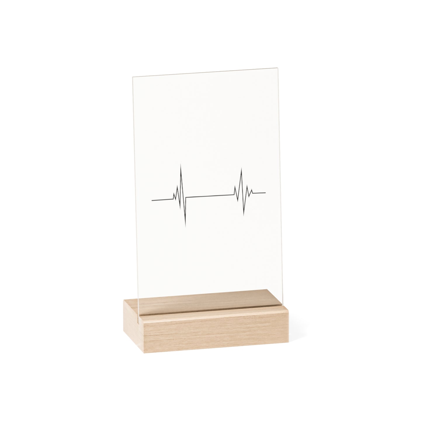 "Hear Beat" Acrylic Plaque with Wooden Stand