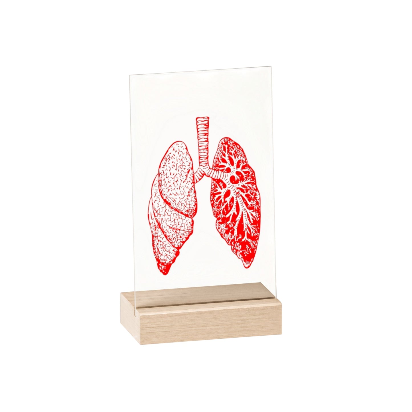"Red Lung" Acrylic Plaque with Wooden Stand