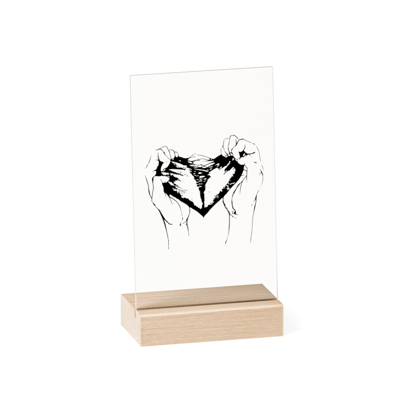 "Heartbreak" Acrylic Plaque with Wooden Stand