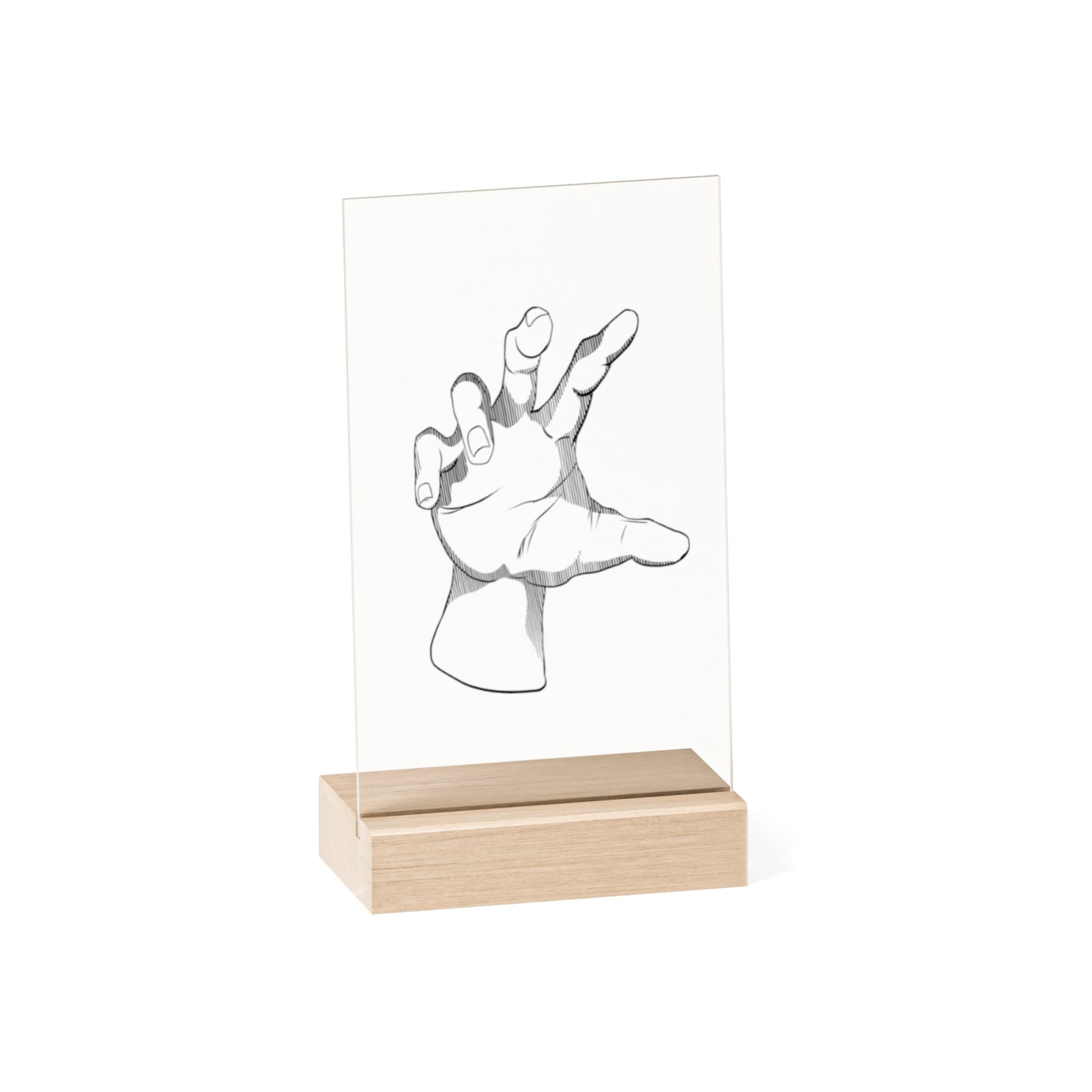 "Hand" Acrylic Plaque with Wooden Stand