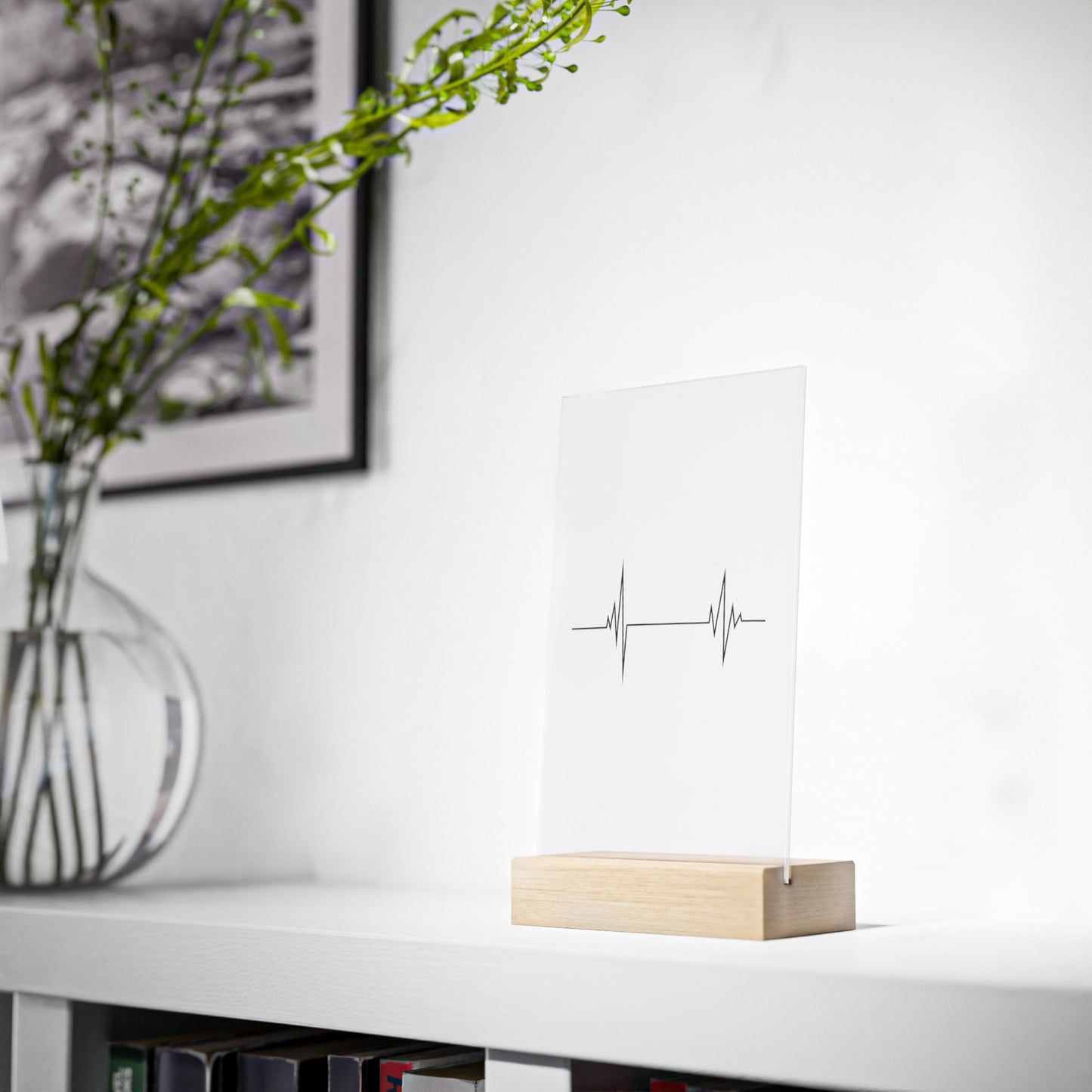 "Hear Beat" Acrylic Plaque with Wooden Stand