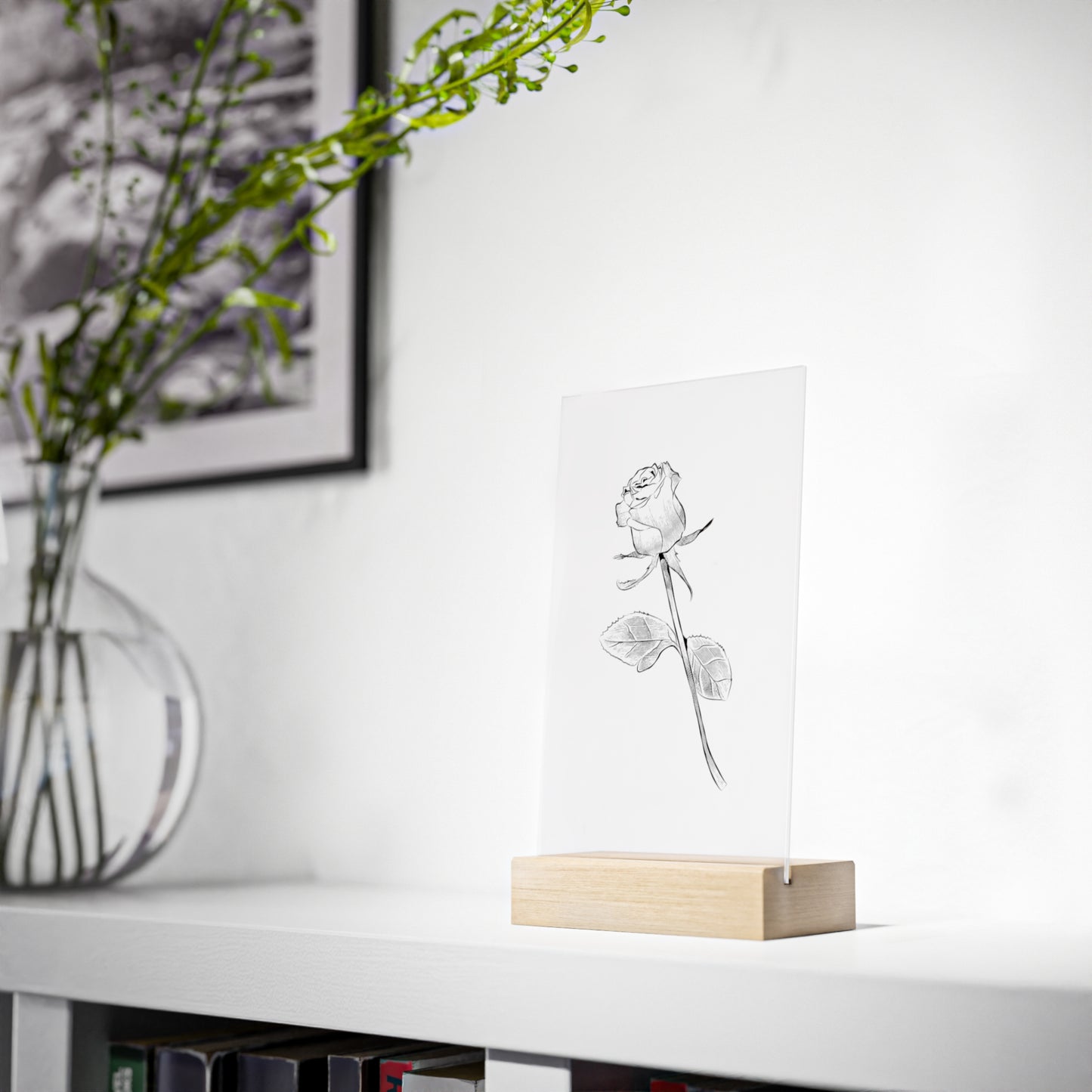 "Flower" Acrylic Plaque with Wooden Stand